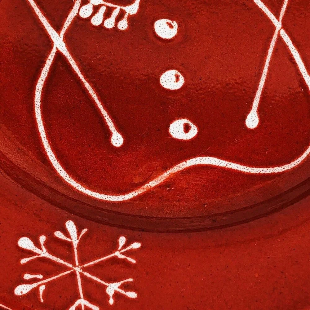 2 La Primula Christmas Snowman Dinner Plates Red & White Made in Italy‎ 10 1/4